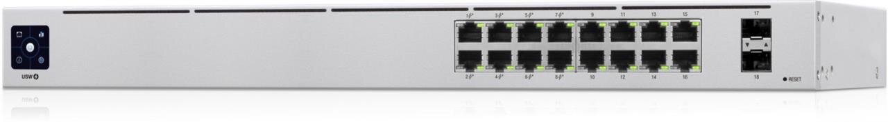 UniFi USW PoE 802.3at 16-Port Gigabit Switch mit 2x SFP, lüfterlos