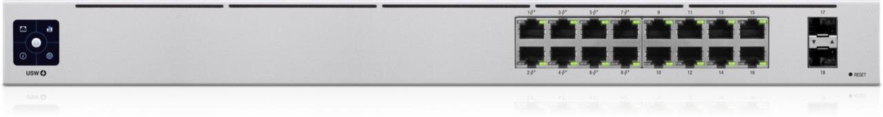 UniFi USW PoE 802.3at 16-Port Gigabit Switch mit 2x SFP, lüfterlos