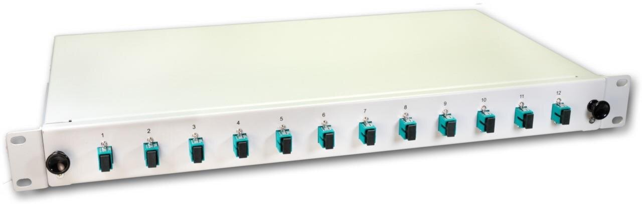 LWL Spleissbox, 12 Fasern, 12x SC Multimode, 50/125µm OM3 Pigtail