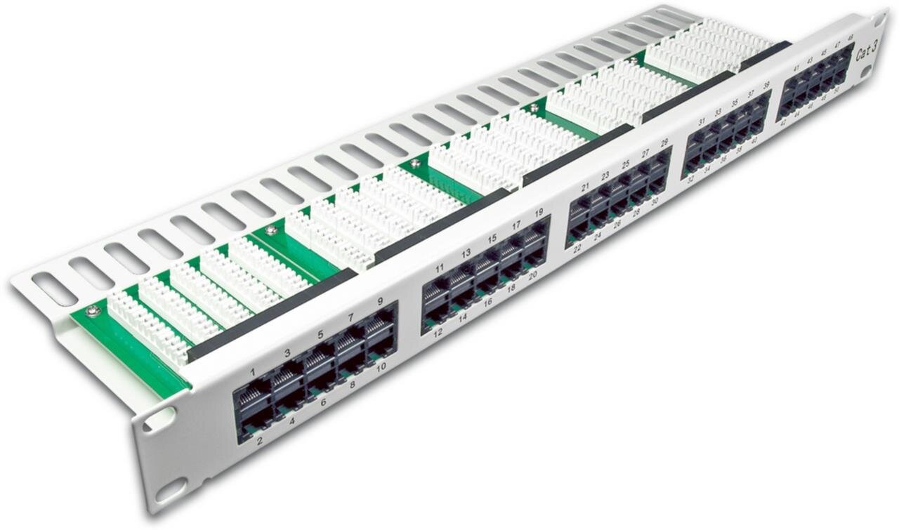50-Port ISDN Panel, 1HE, lichtgrau