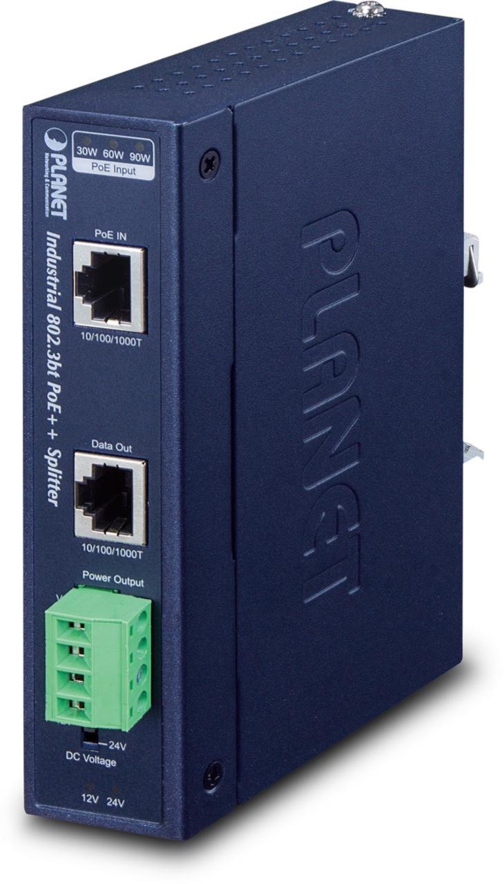 Industrial Single-Port 10/100/1000Mbps 802.3bt PoE++ Splitter, IP30