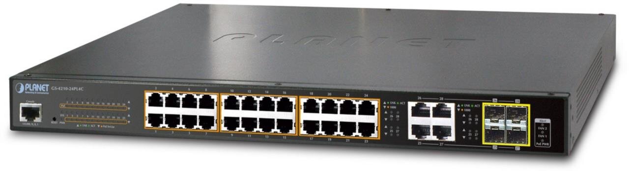 24-Port 10/100/1000T 802.3at PoE + 4Port Gbit SFP