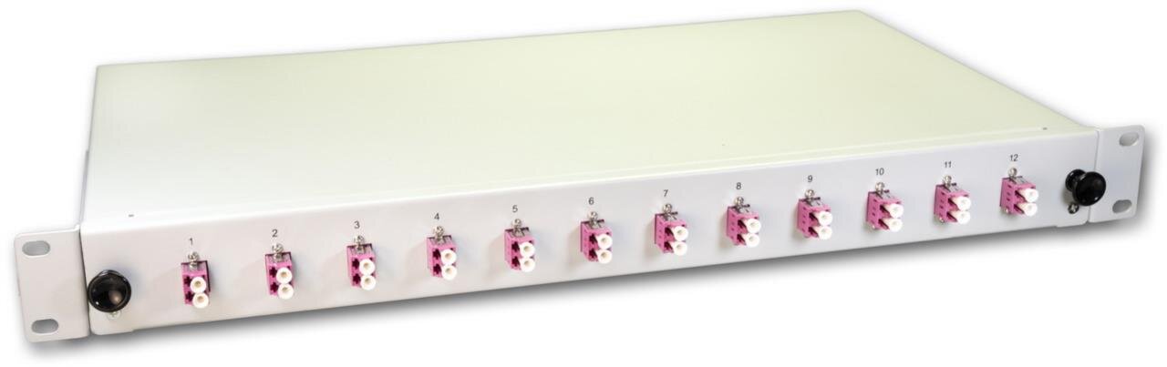 LWL Spleissbox, 24 Fasern, 12x DLC Multimode, 50/125µm OM4 Pigtail