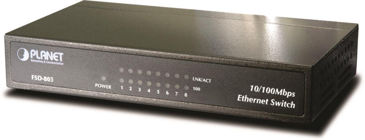 8-Port 10/100Mbps Fast Ethernet Switch, Metal