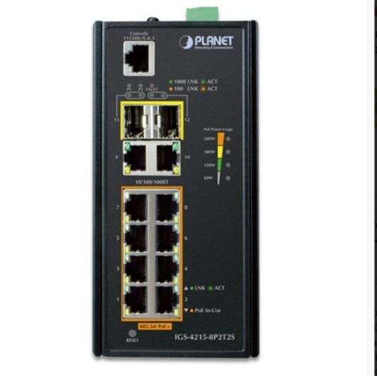 Industrial 8-Port Gbit PoE(at) + 2-Port Gbit + 2-Port SFP Switch