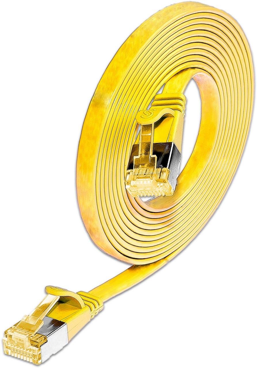 KAT6A 10 Gigabit Slimpatchkabel, U/FTP, flach, gelb 