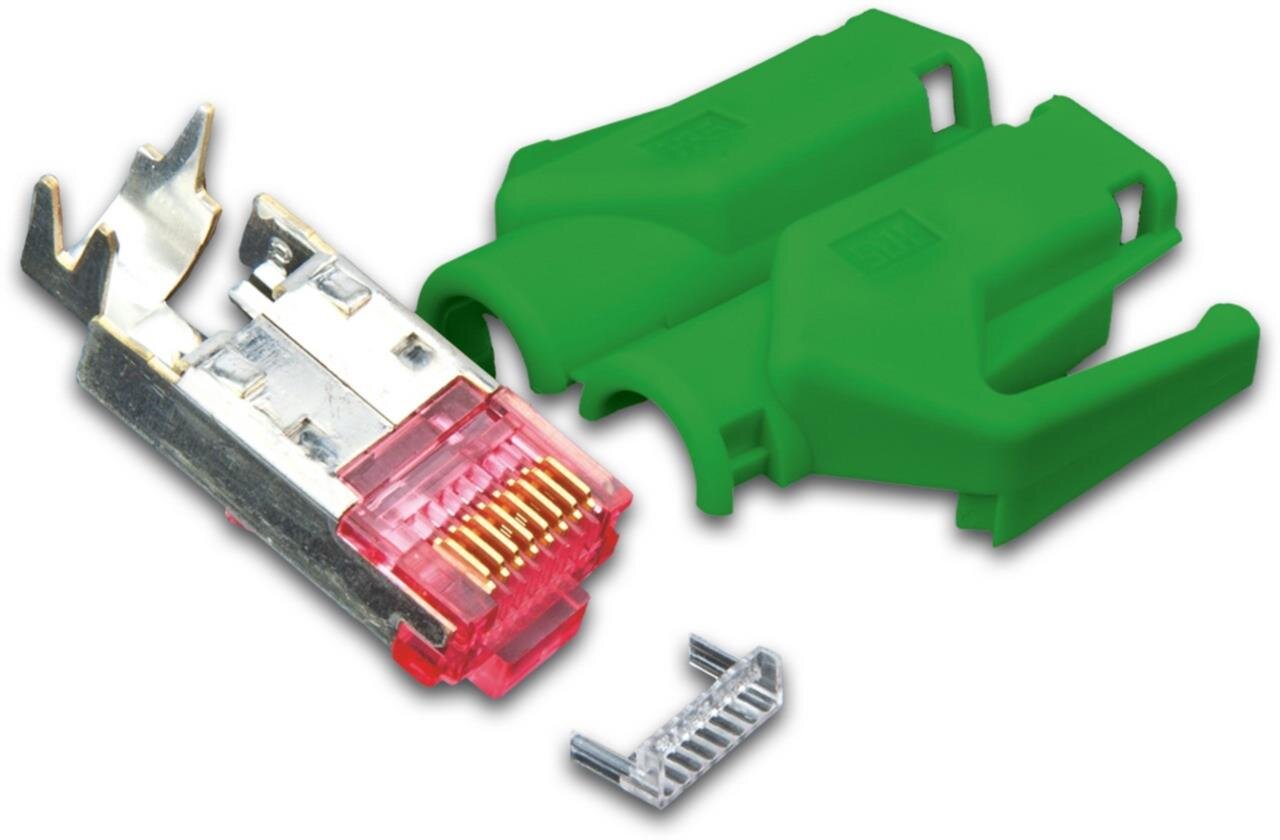 RJ45 KAT6 TM21 Stecker inkl. Knickschutztülle, grün, 50-Pack