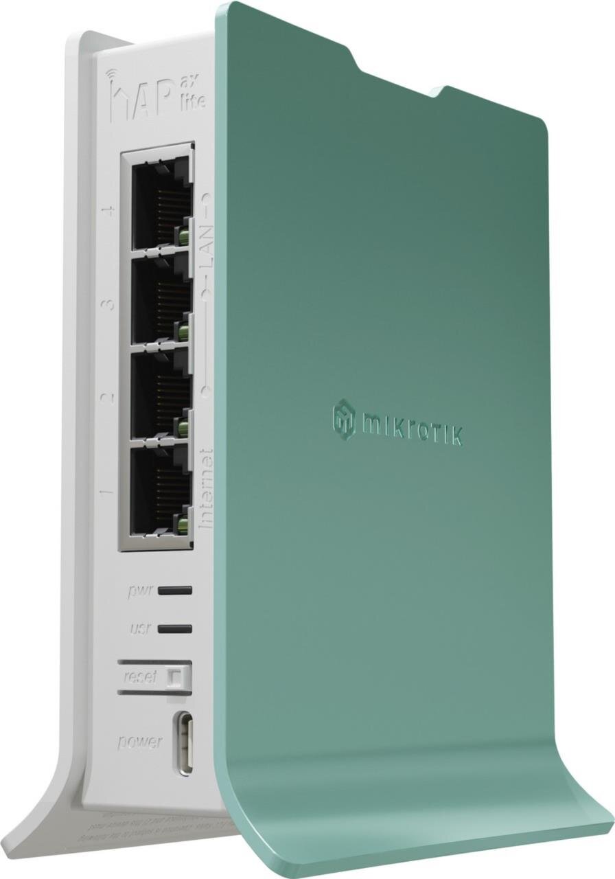 hAP ax lite mit 800 MHz CPU, 256MB Ram, 4x Gbit LAN, 2.4 GHz 802.11 b/g/n/ax
