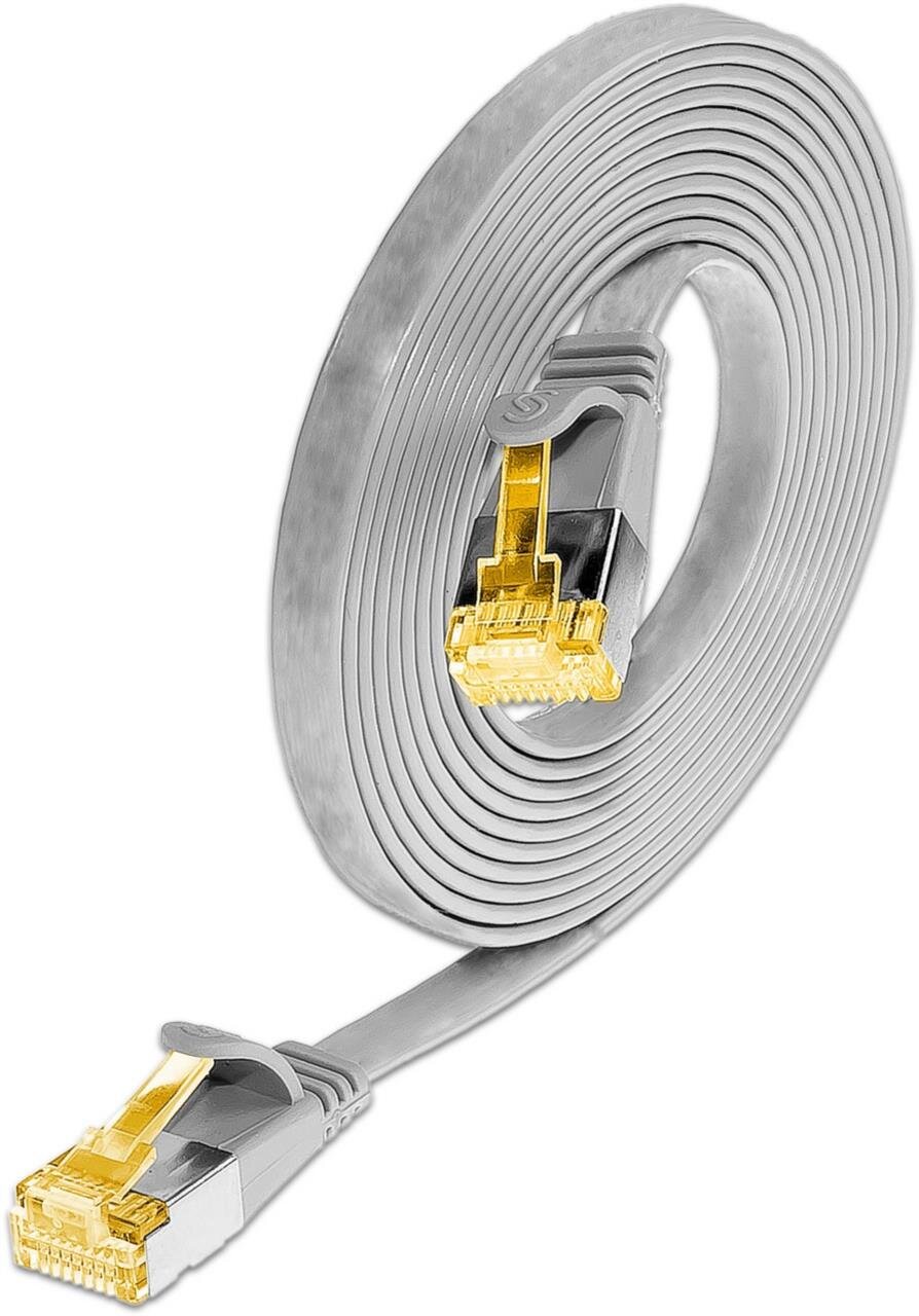 KAT6A 10 Gigabit Slimpatchkabel, U/FTP, flach, grau