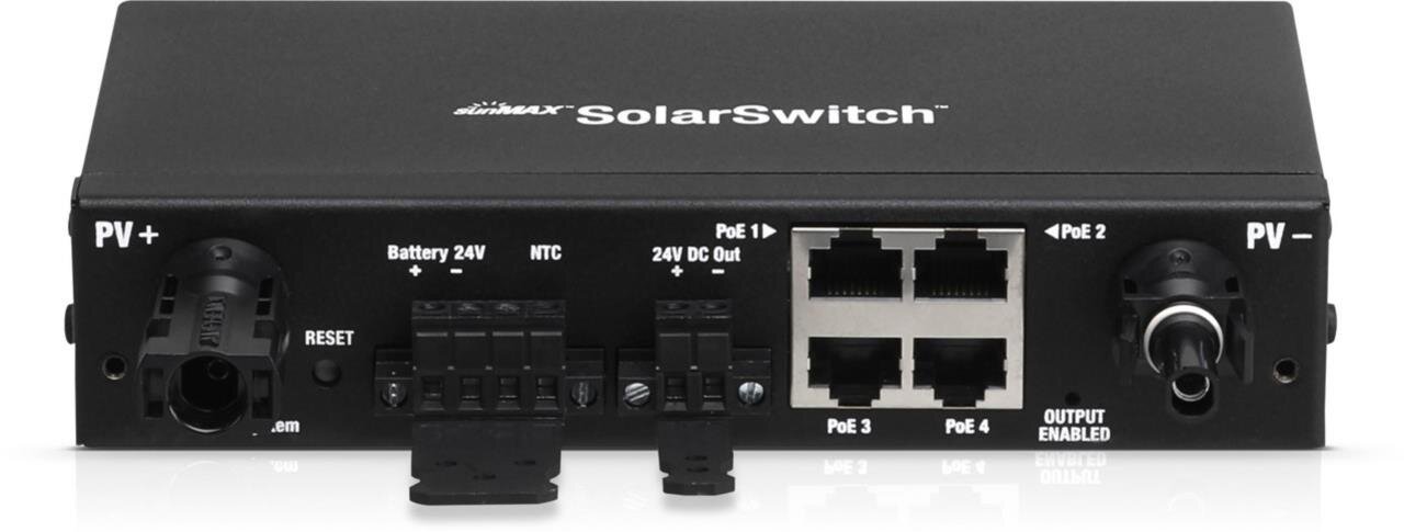 sunMax SolarSwitch, 4-Port 24V PoE 10/100 Switch, 24V DC Ausgang