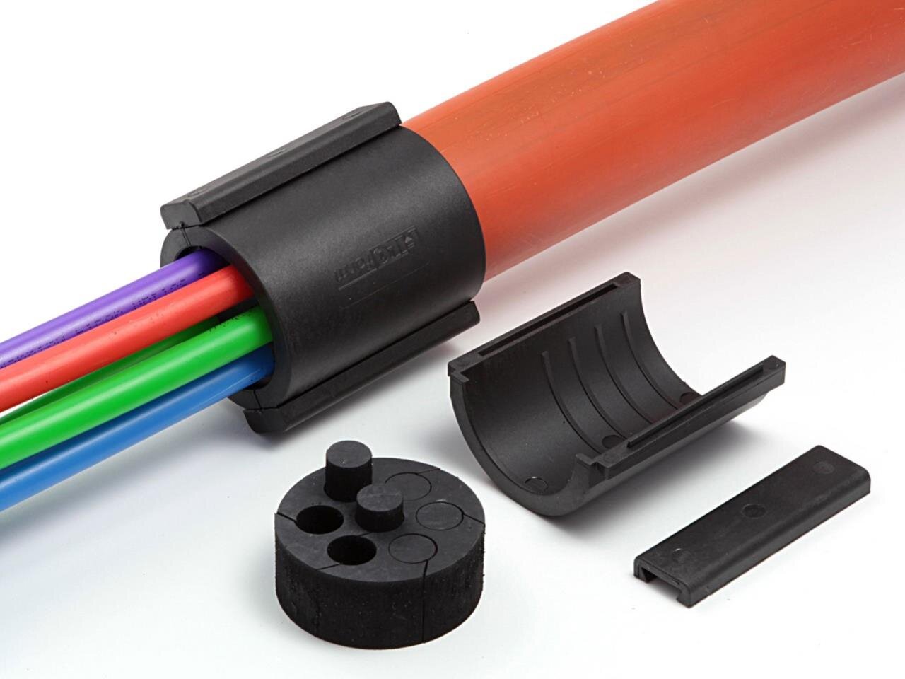 Teilbare Rohrabdichtung für versch. Rohrdurchmesser, für 50mm Rohre