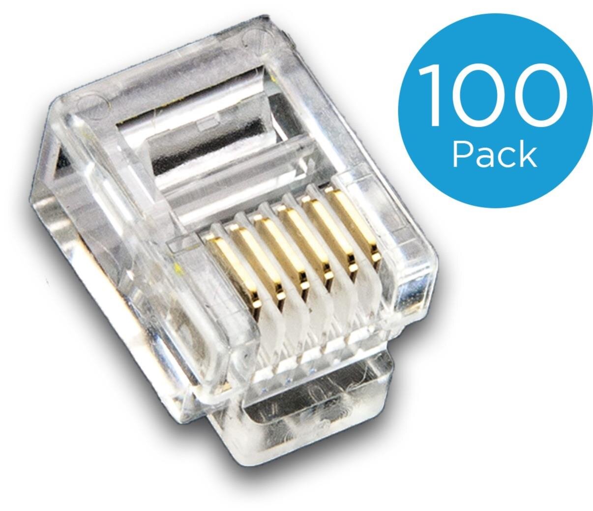 Modularstecker RJ12 (6-Pole / 6-Kontakte), ungeschirmt, 100-er Pack