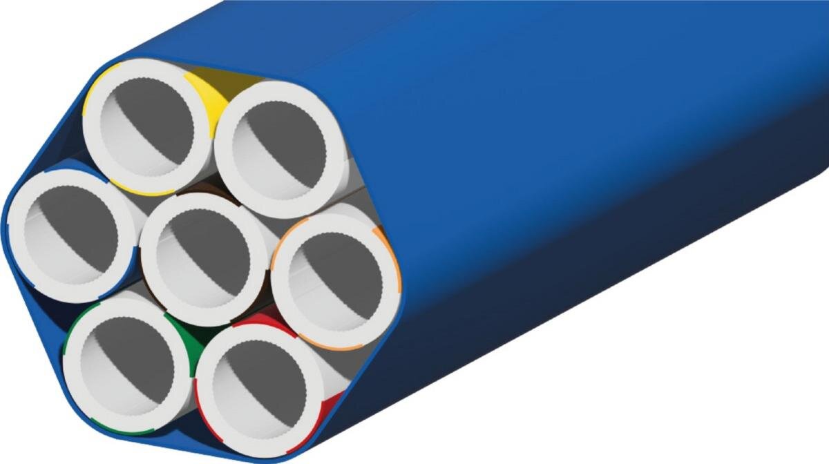 Rohrverbund mit 7x 14/10-er Rohren, direkt erdverlegbar, UV beständig, blau