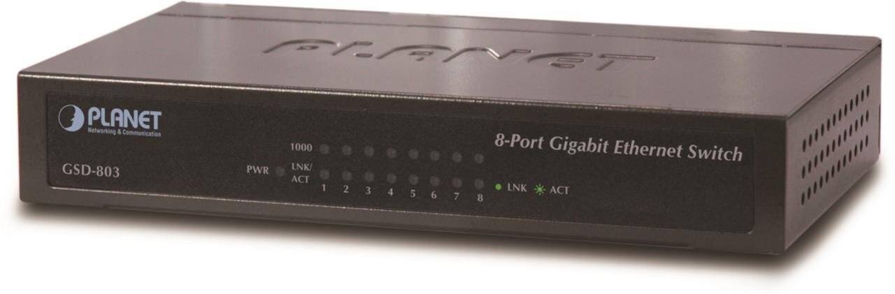8-Port 10/100/1000Mbps Gigabit Ethernet Switch, External Power