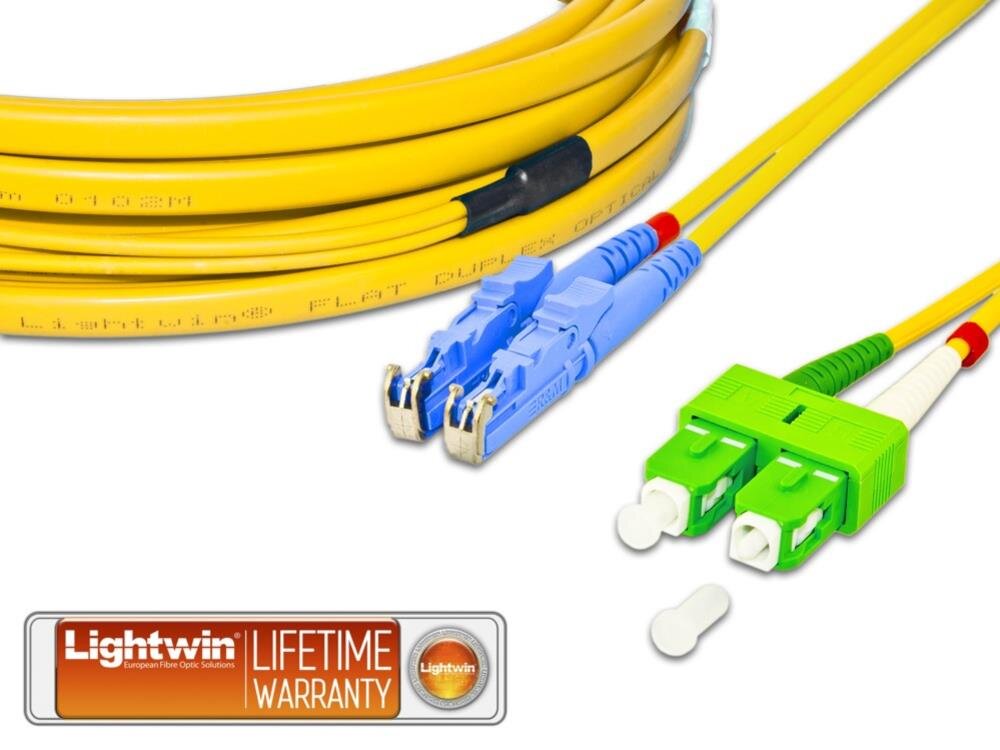 High Quality Flat-Duplex LWL Patchkabel, SM, E2000 - SC/APC