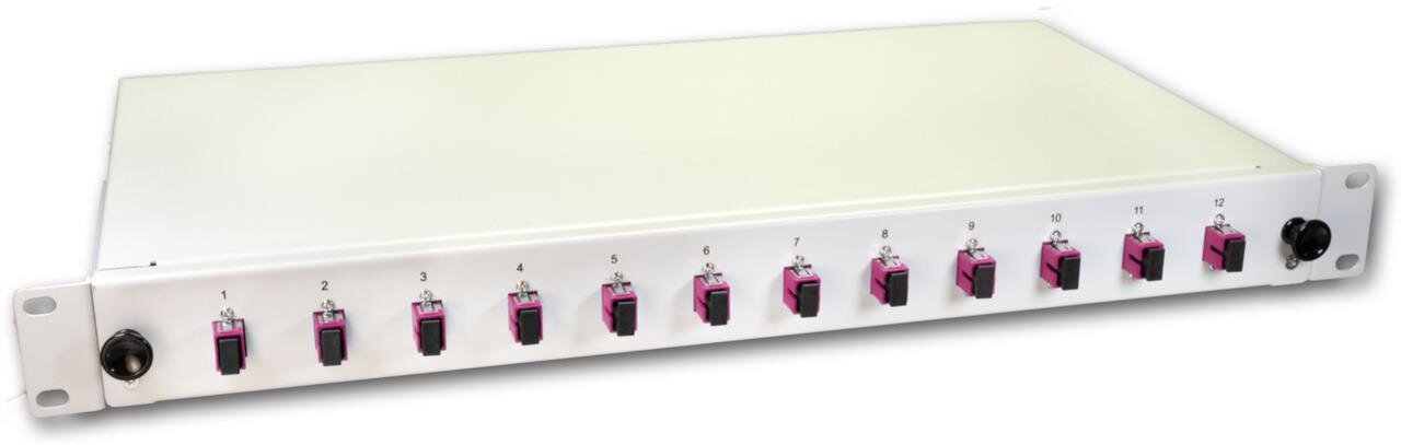 LWL Spleissbox, 12 Fasern, 12x SC Multimode, 50/125µm OM4 Pigtail