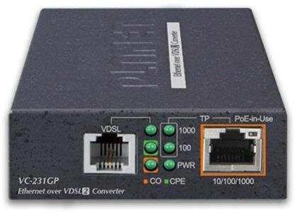 1-Port 10/100/1000T 802.3at PoE+ Ethernet to VDSL2 Converter