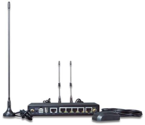 Vehicle 4G LTE Cellular Wireless Gateway w/ 5-Port 10/100TX, SIM, GPS, 802.11n