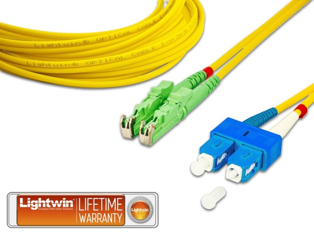 High Quality Duplex LWL Patchkabel, SM, E2000/APC - SC