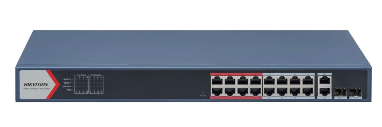 DS-3E1318P-EI(B) - 16-Port 100 Mbps PoE + 2-Port 1000 Combo Switch, SmartManaged