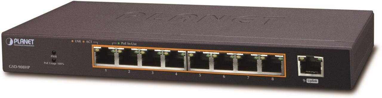 8-Port 10/100/1000 Gbit 802.3at POE +1Port Gbit