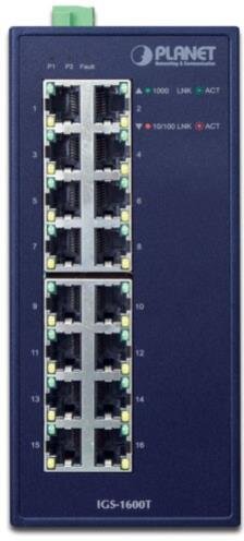 IP30 Industrial 16-Port 10/100/1000T Ethernet Switch