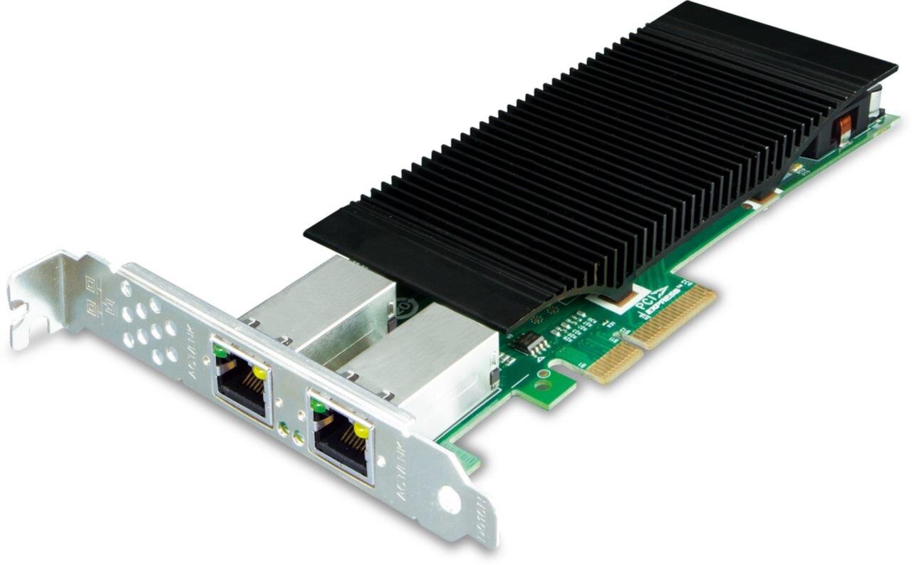 2-Port 10/100/1000T 802.3at PoE+ PCI Express Server Adapter, 60W PoE