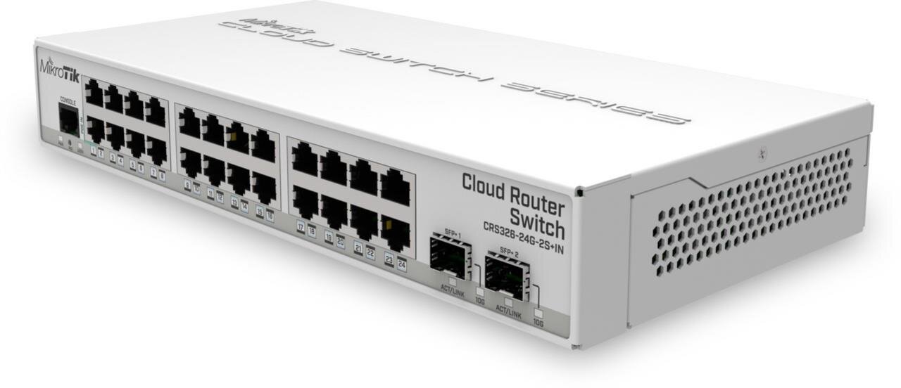 Cloud Router Desktop Switch mit 24x GB, 2x 10GB SFP+, RouterOS / SwOS