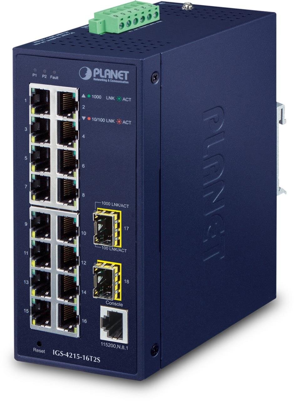 IP30 Industrial L2/L4 16-Port 10/100/1000T + 2-Port 100/1000X SFP Managed Switch