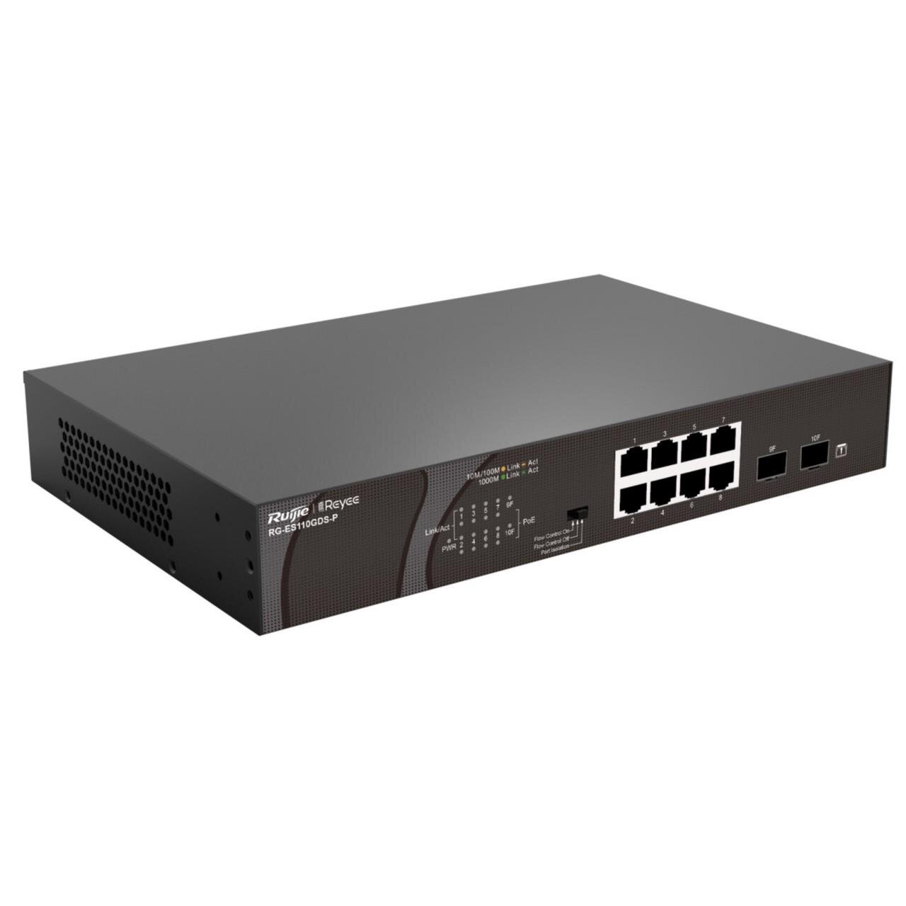 Reyee 8-Port 1Gbit, 2x SFP unmanaged PoE Switch, 120W