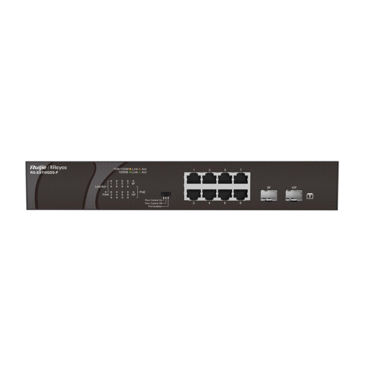 Reyee 8-Port 1Gbit, 2x SFP unmanaged PoE Switch, 120W