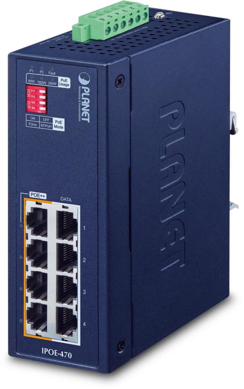 IP30 Industrial 4-Port Gigabit 802.3bt (240) PoE++  Injector