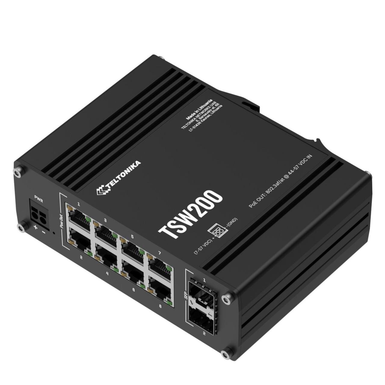 IP30 Industrie 8-Port 1Gbit PoE+, 2-Port SFP unmanaged Switch, -40°C - +75°C