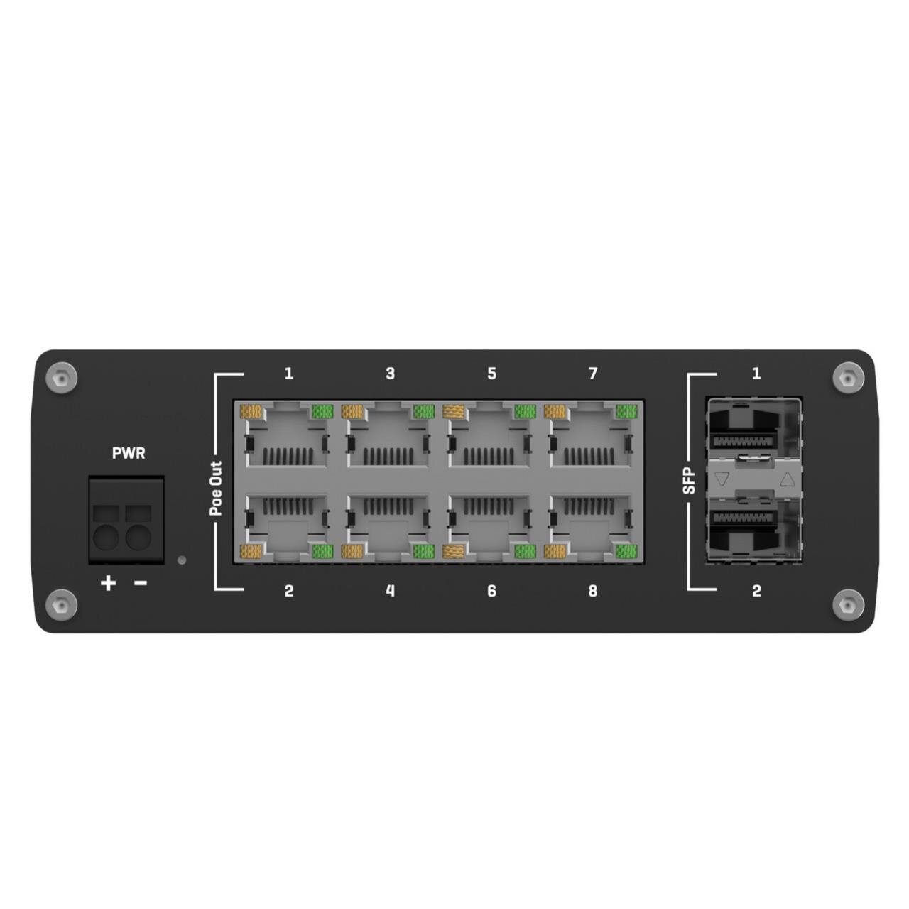 IP30 Industrie 8-Port 1Gbit PoE+, 2-Port SFP unmanaged Switch, -40°C - +75°C
