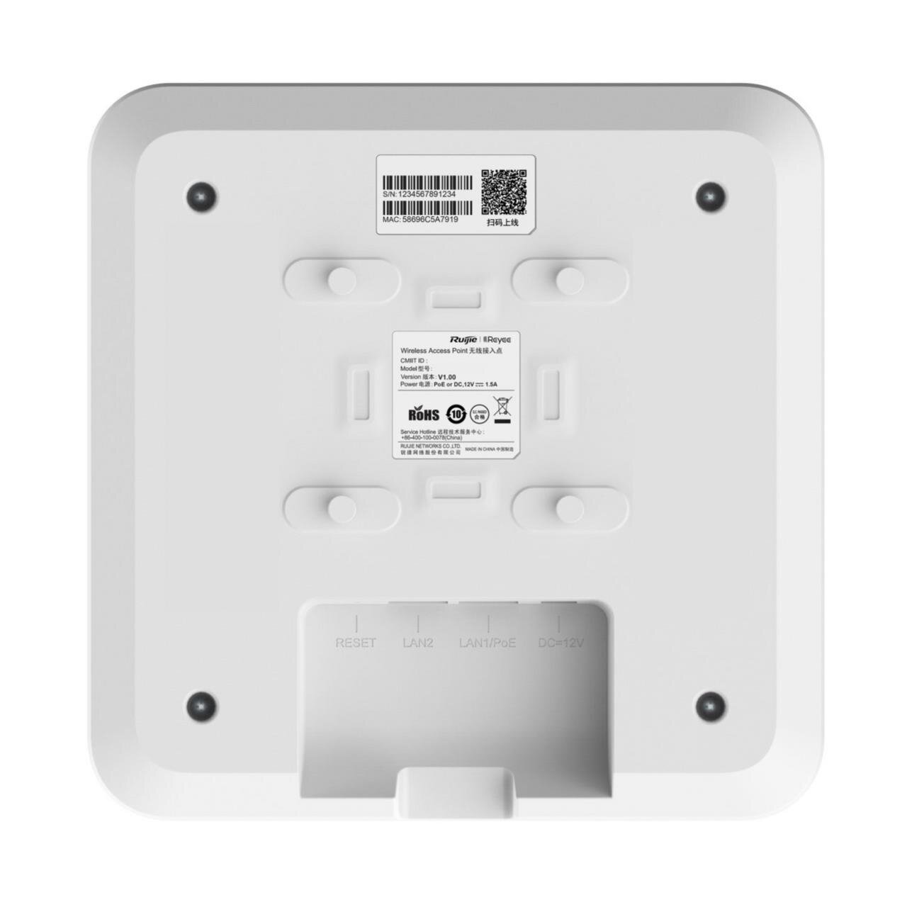 Reyee Wi-Fi 6 AX1800 Decken Access Point, Dual-Band, 1775 Mbps, 2x 1 Gbit
