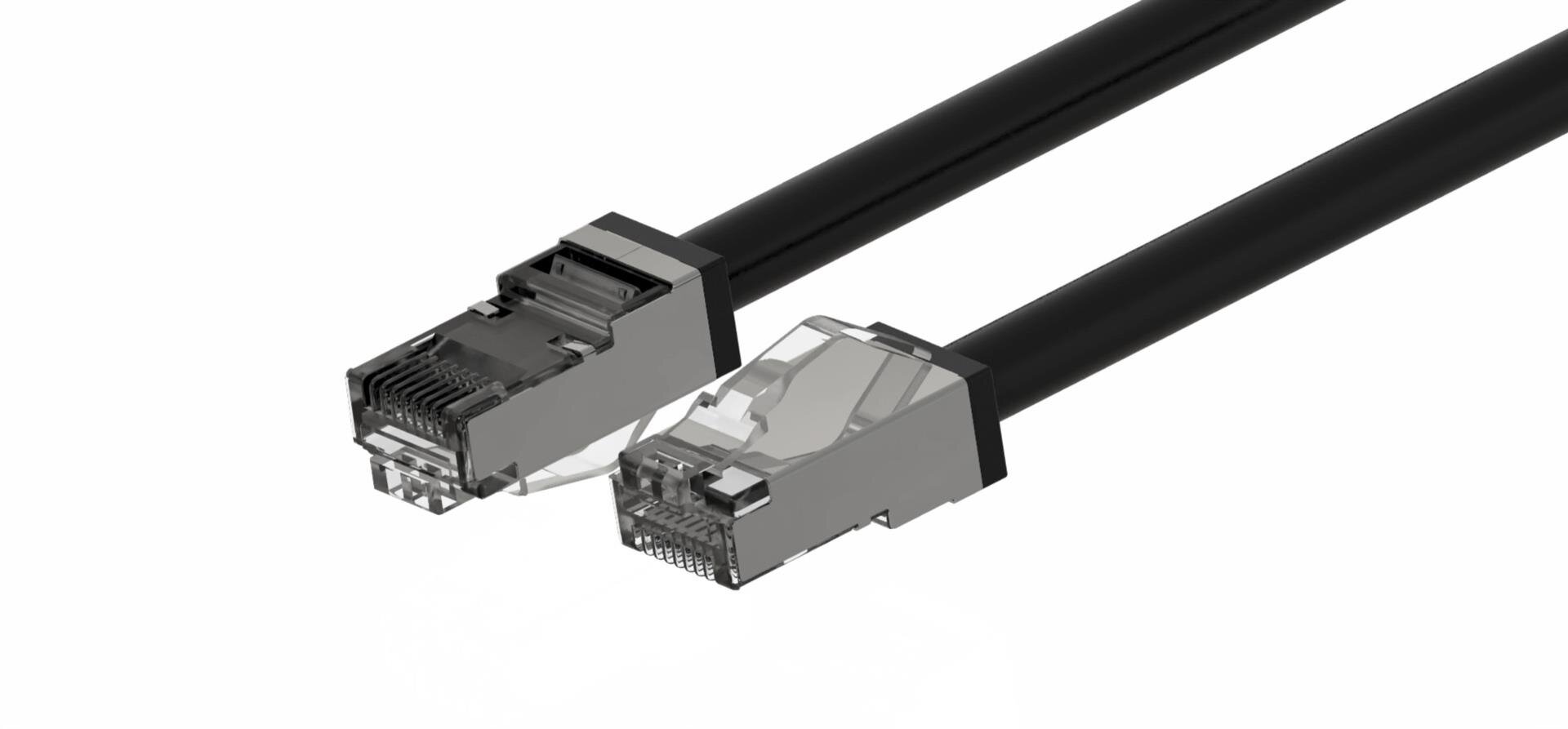 Outdoor Patchkabel KAT6A, Anti-UV PUR Mantel, S/FTP, schwarz 