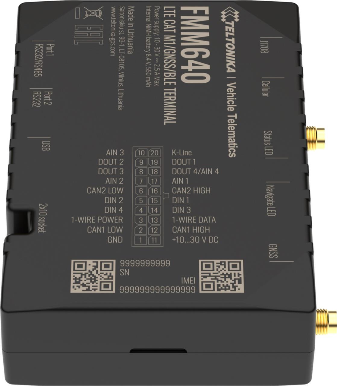 FMM640 GNSS/LTE CAT-M1/NB-IoT/GSM-Terminal, ext. Antenne, Pufferbatterie
