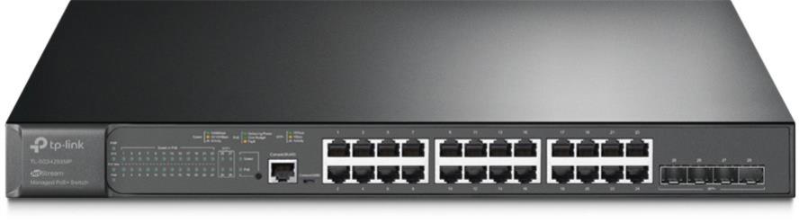 JetStream™ 24-Port Gigabit & 4-Port 10GE SFP+ L2+ Managed Switch, 24-Port PoE+