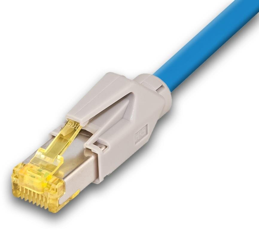 KAT6A HQ Patchkabel, DRAKA 500MHz, Hirose TM31, LSOH, blau 