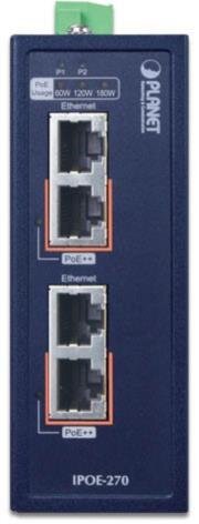 Industrial 2-port Multi-Gigabit 802.3bt PoE++ Injector Hub