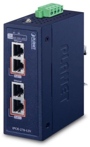 Industrial 2-port Multi-Gigabit 802.3bt PoE++ Injector Hub