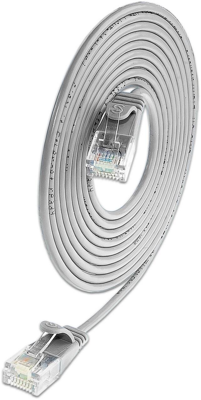 KAT6A 10 Gigabit Lightpatchkabel rund, U/UTP, Ø 3,6 mm, grau