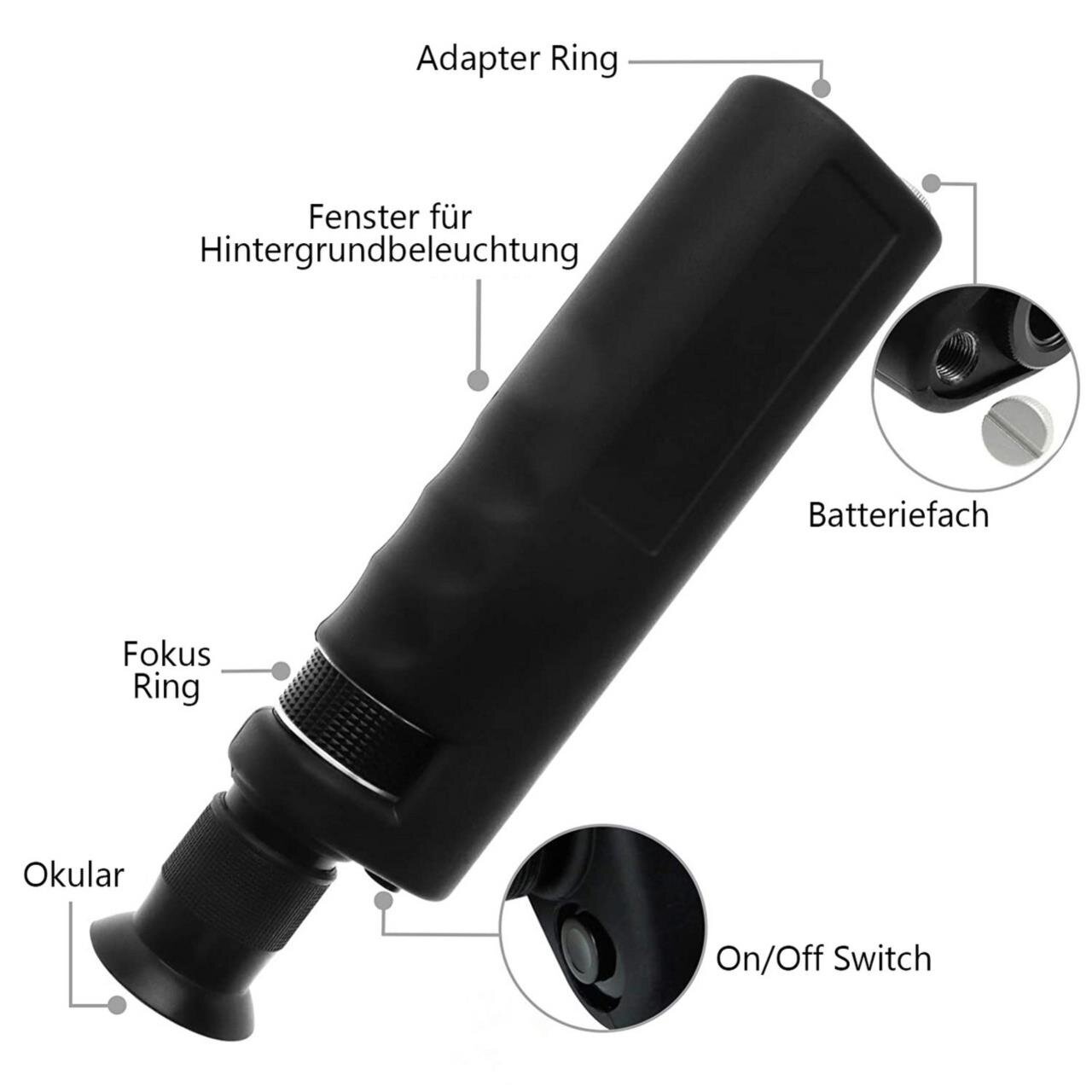 Ferrulen-Mikroskop, 200-fach Vergrößerung für 2,5mm und 1,25mm Ferrule