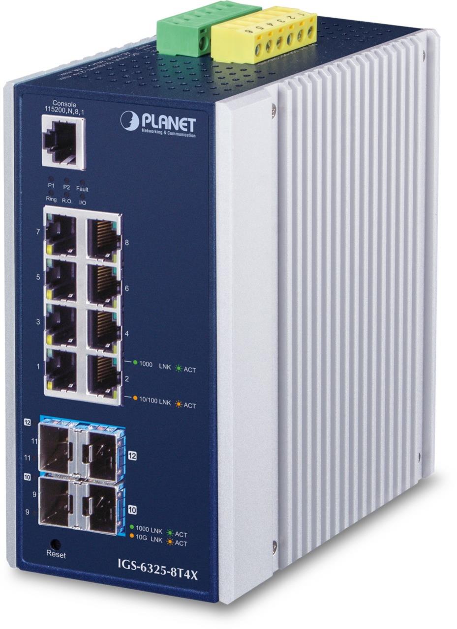 IP30 Industrial L3 8-Port 10/100/1000T + 4-Port 10G SFP+ Managed Ethernet Switch