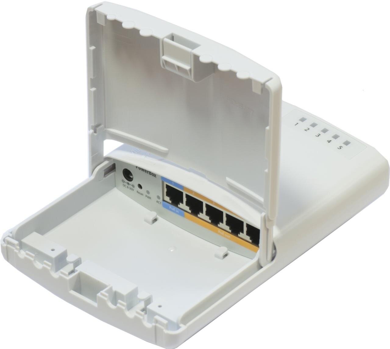 PowerBOX, Outdoor Case, 650MHz CPU, 64MB RAM, 5xLAN, 4x PoE Out