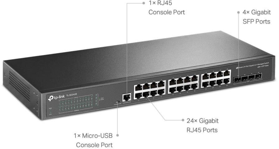 JetStream™ 24-Port Gigabit L2 Managed Switch mit 4 Gigabit SFP Slots