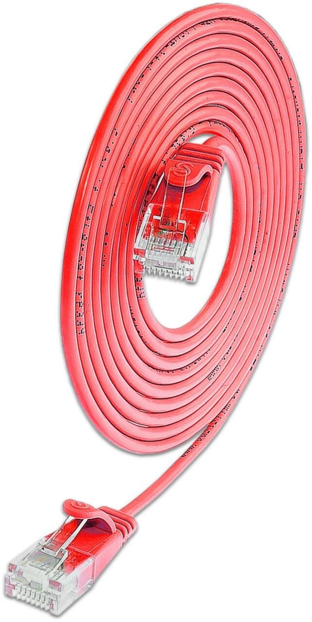 KAT6A 10 Gigabit Lightpatchkabel rund, U/UTP, Ø 3,6 mm, rot