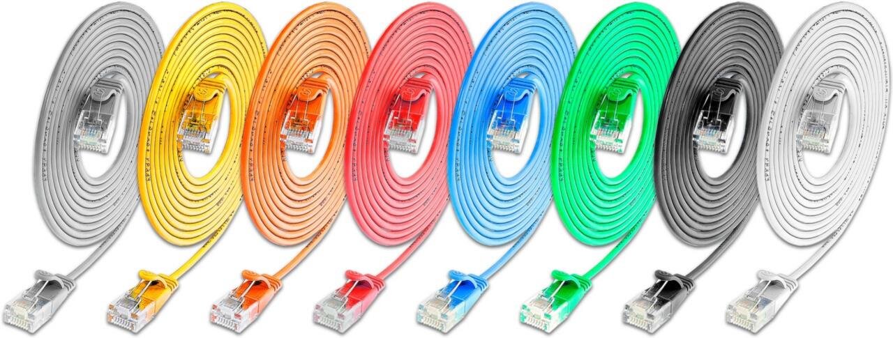 KAT6A 10 Gigabit Lightpatchkabel rund, U/UTP, Ø 3,6 mm, rot