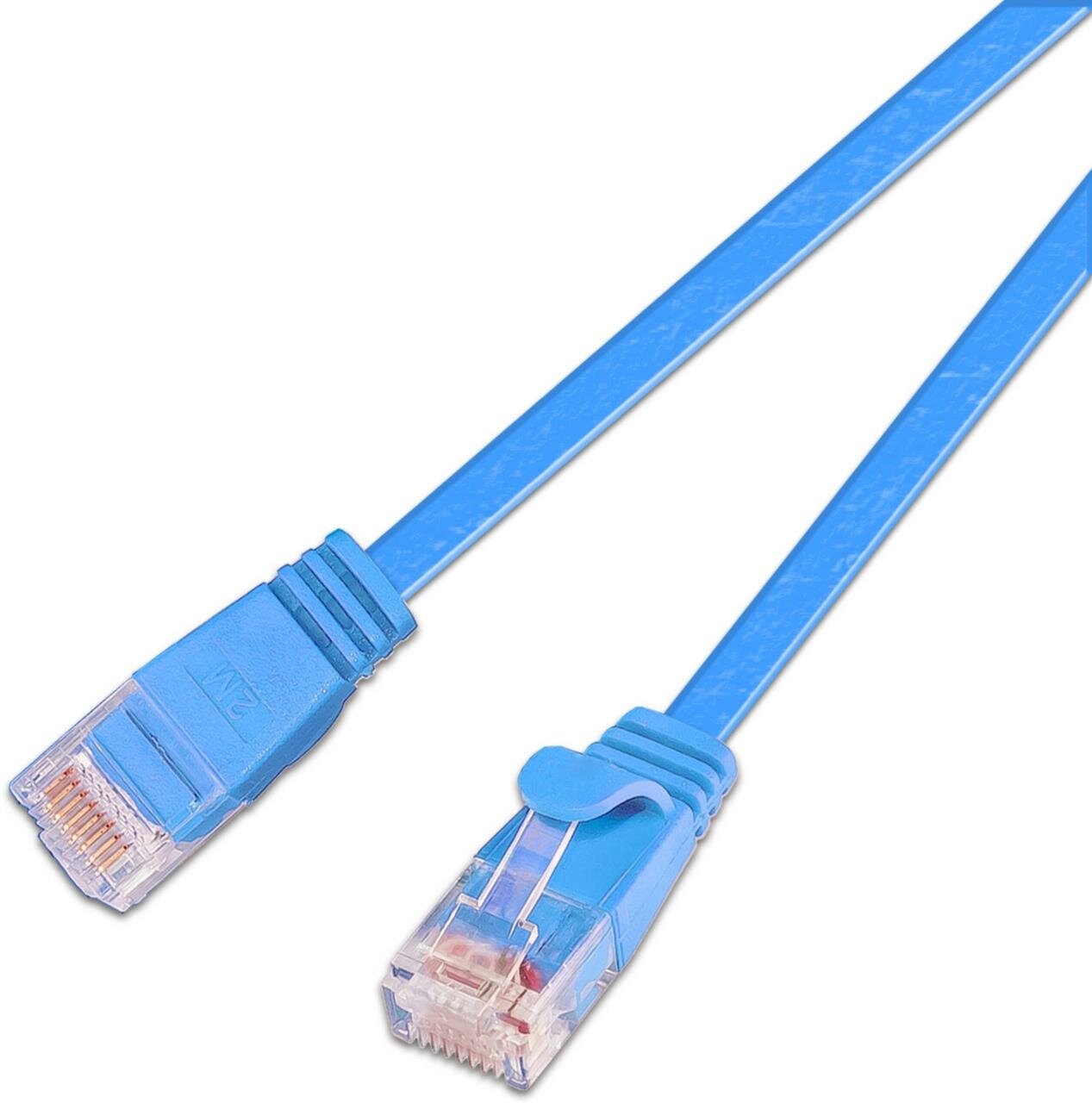 KAT6 Slimpatchkabel, U/UTP, flach, blau