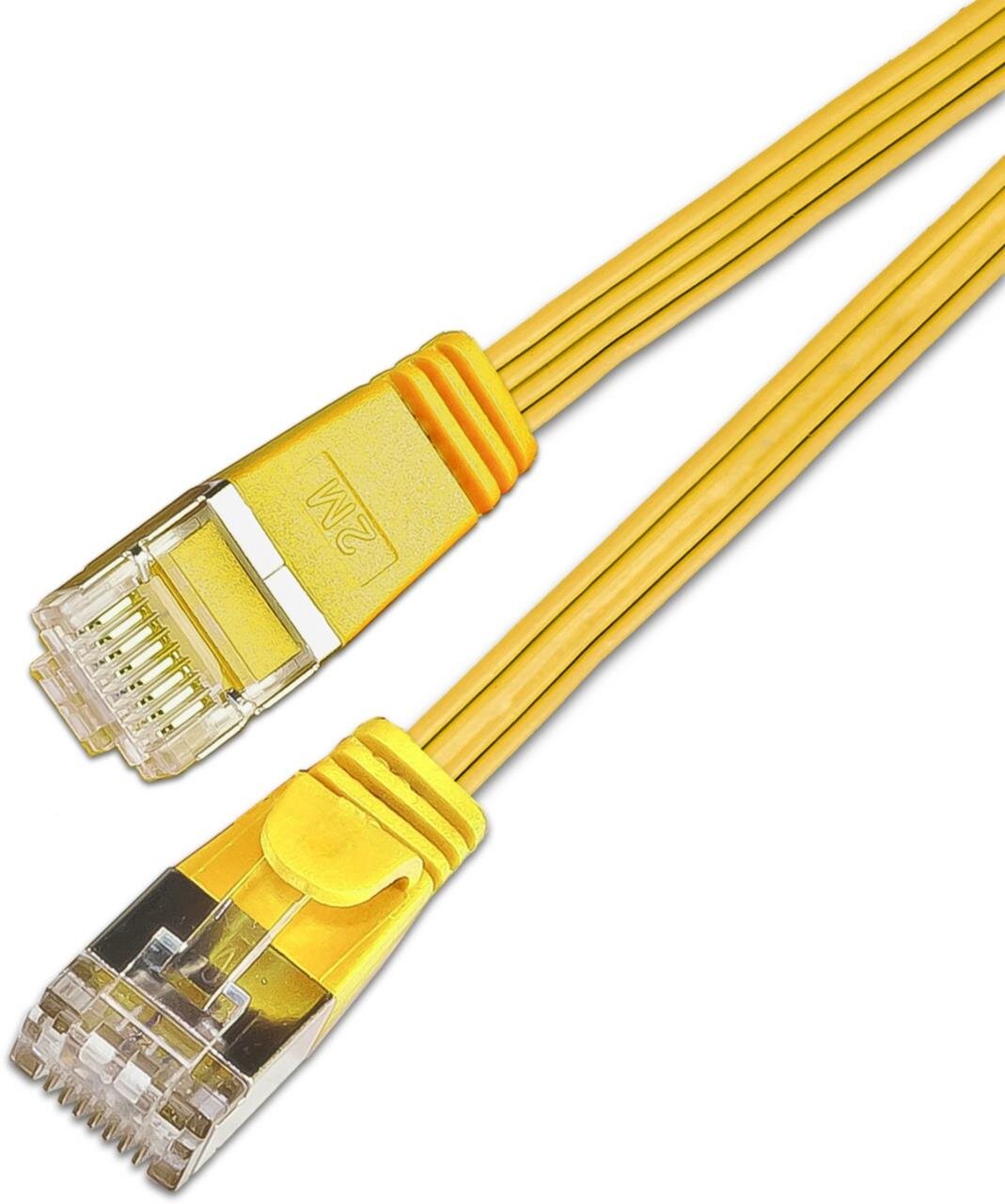 KAT6 Slimpatchkabel, U/FTP, flach, gelb